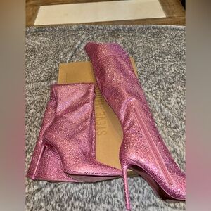 Steve Madden - Vivian - Pink Jewel Boot Heel - Size 7 - Rhinestone Embellished